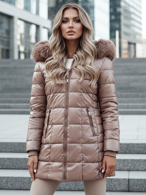 WINTERZIP Damen Steppwinterjacke mit Kapuze beige Dstreet TY4567