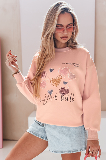 Damen Sweatshirt in Übergröße mit Herzen PINKNOTE rosa Dstreet BY1500