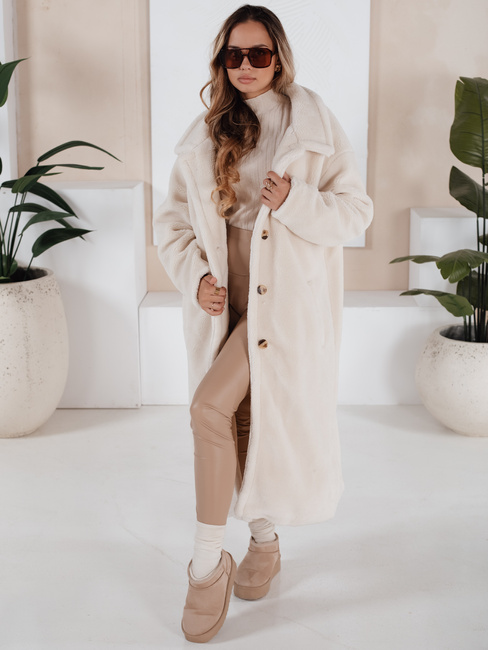 Damen Wintermantel Teddyfell lang Creme Dstreet NY0750