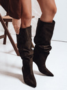 Damenstiefel mit Crinkle-Obermaterial aus Wildleder braun Dstreet ZY1111