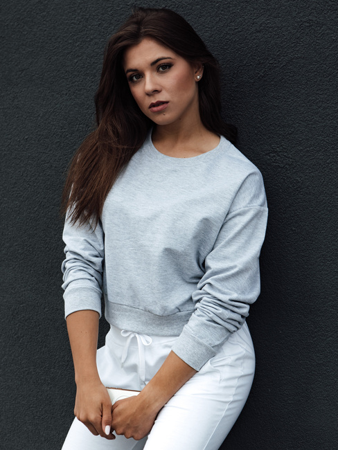 CASUALVIBE Damen klassisches Sweatshirt hellgrau Dstreet BY1300