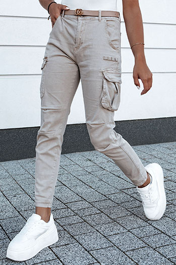 Damen Cargohose aus Denim EASYFIT beige Dstreet UY2118
