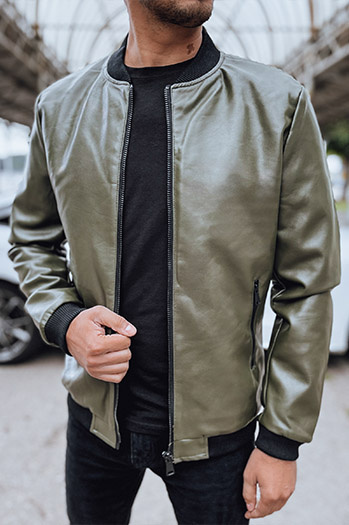 Herren Lederbomberjacke grün Dstreet TX4707