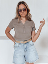 Damen Einheitsgröße gerippte Bluse KISS LOOK braun Dstreet RY2827