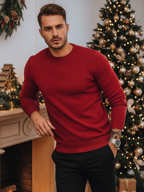 Klassischer burgunderroter Pullover für Männer Dstreet WX1933z