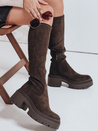 Damenstiefel aus Wildleder mit dicker Sohle braun Dstreet ZY1110