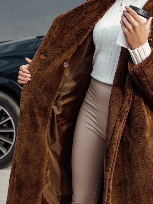 Damen Wintermantel LUXERII langes Fell camel Dstreet TY4690
