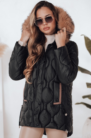 Damen Winterjacke LUMORE gesteppt mit Kapuze schwarz Dstreet TY4723