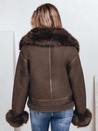 Damen Lederjacke mit Fell braun Dstreet TY5243