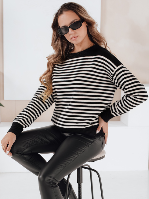 Gestreifter Damen-Pullover ELVARA schwarz Dstreet MY2524