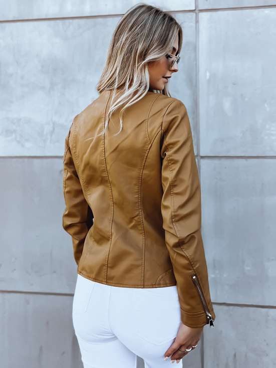 Damen Leder Ramones Jacke HAUTE COUTURE camel Dstreet TY3895