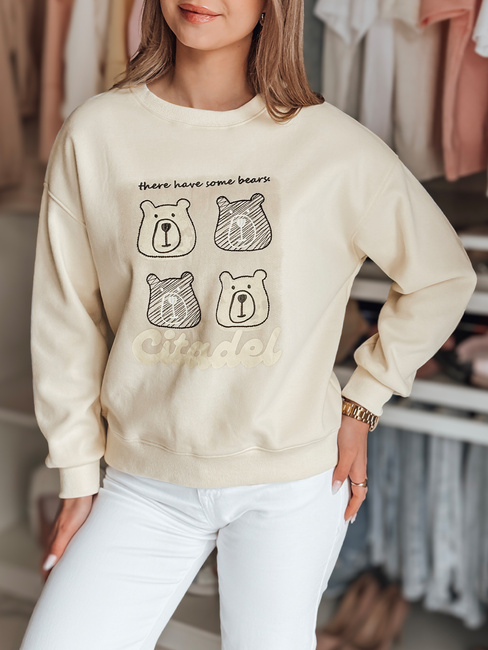 Damen Sweatshirt in Übergröße mit Teddybären MISOBEARS ecru Dstreet BY1435