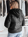 Damen kurze GLAMVO Daunenjacke mit Kapuze schwarz Dstreet TY4950