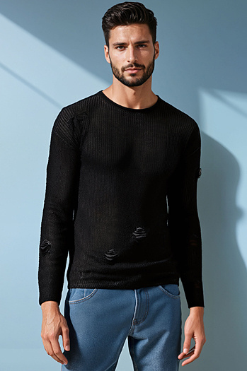 Schwarzer Herren-Pullover Dstreet WX2312
