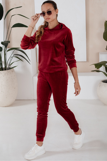 Damen Veloursanzug SO COMFY Farbe Weinrot DSTREET AY0887