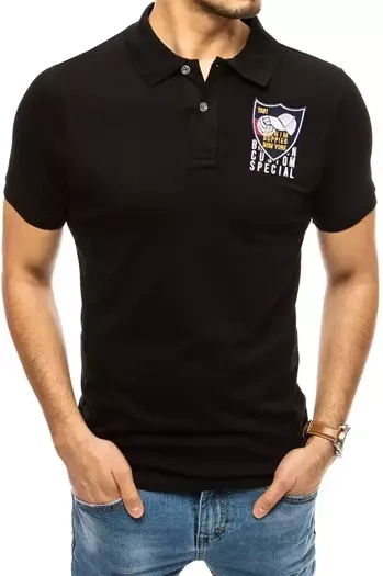 Herren Poloshirt mit Stickerei Schwarz Dstreet PX0389