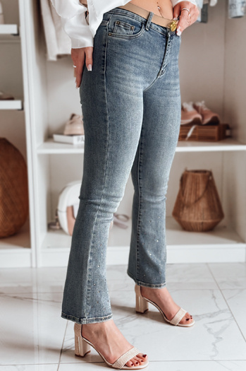 Damen Jeans Schlaghose mit Zirkonia BLINKFIT blau Dstreet UY2449