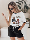 Damen Oversize-T-Shirt mit Stickerei CLASSY TEDDY weiß Dstreet RY2844