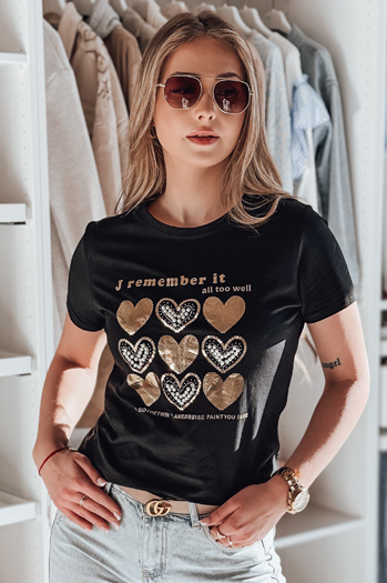 Damen Herz-T-Shirt LOVETIK schwarz Dstreet RY2734