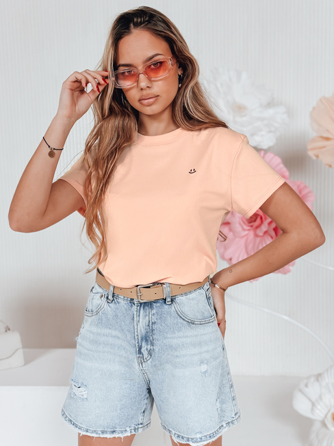 Geripptes Damen-T-Shirt SMILE FOR YOU rosa Dstreet RY2907
