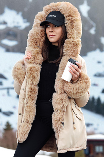 Damen Winter Parka Jacke mit Fell CHARMFUR beige Dstreet TY4770