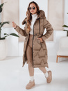 Damen Winter lange gesteppte Jacke mit Pelz camel Dstreet TY5073