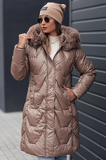 Damen Winterjacke ELECIO lang gesteppt mit Kapuze dunkelbeige Dstreet TY4680