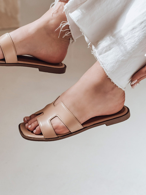 Damen Flip-Flops mit Kerbe CLASSROT beige Dstreet ZY0883