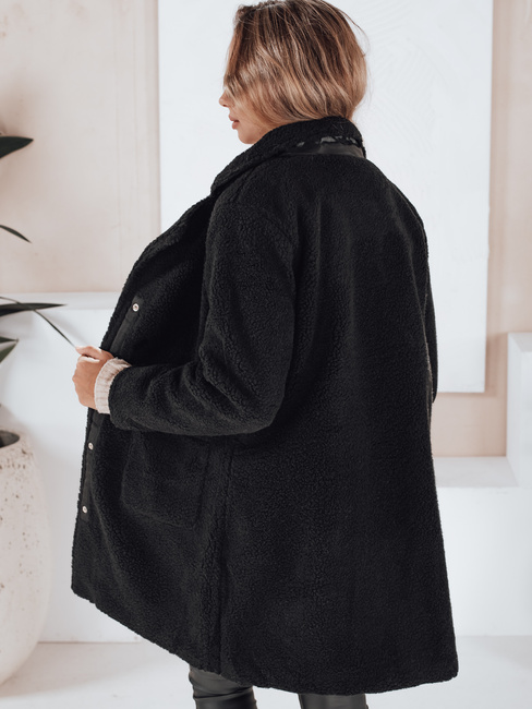 Damen Teddy Pelzmantel schwarz Dstreet NY0756