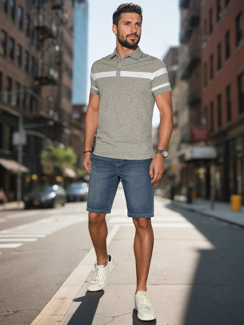 Herren Poloshirt mit Streifen grau Dstreet PX0629