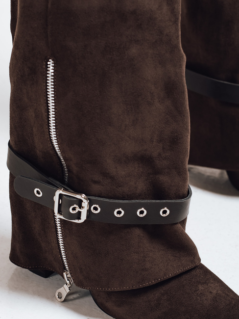 Damen Wildlederstiefel mit Stilettoabsatz braun Dstreet ZY1131