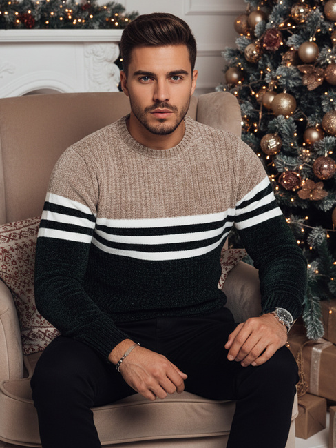 Grün gestreifter Pullover für Männer Dstreet WX2231z