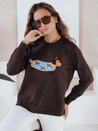 Damenpullover mit Hundeapplikation CHICPAWS braun Dstreet MY2544