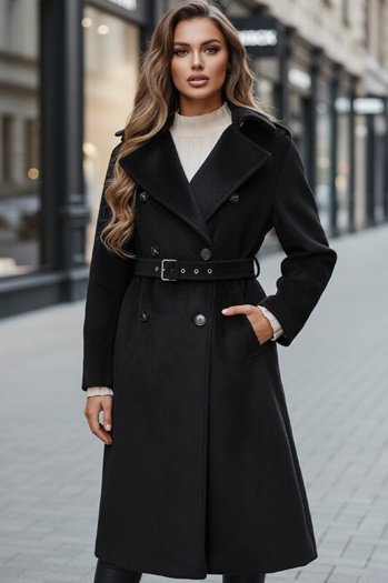 Damen Wintermantel klassischer Trench schwarz Dstreet NY0762z