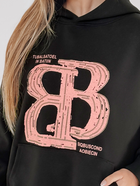 Damen-Kapuzenpullover in Übergröße LITESSO schwarz Dstreet BY1413
