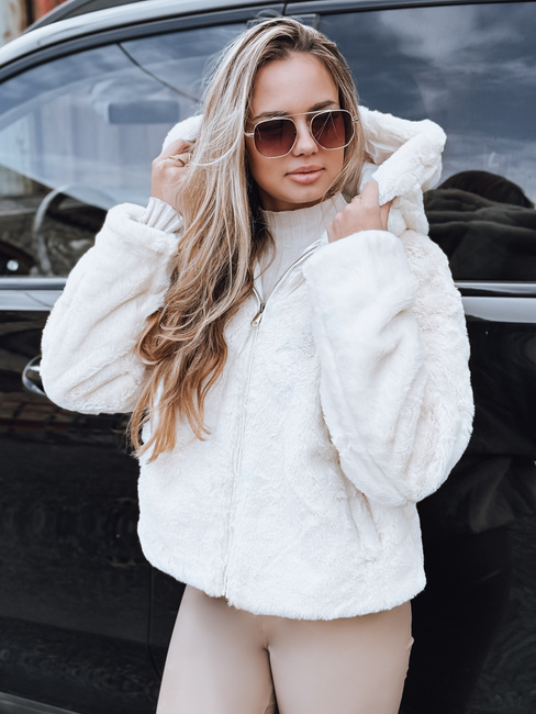 Damen Pelzjacke mit Kapuze hellbeige Dstreet TY5272