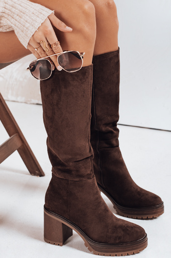 Damen Wildlederstiefel mit Stilettoabsatz braun Dstreet ZY1209