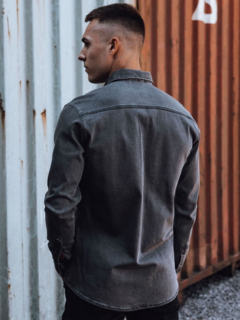 Dunkelgraues Denim-Hemd für Männer Dstreet DX2588