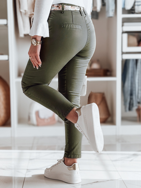 Damen Stoff Chinos mit Gürtel ROSSALI oliv Dstreet UY2596