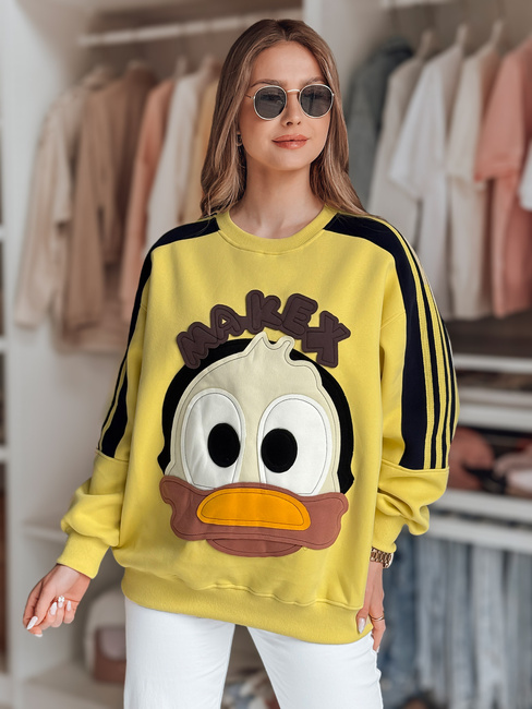 Damen Sweatshirt in Übergröße mit Aufnähern CUTE MAKEX gelb Dstreet BY1489