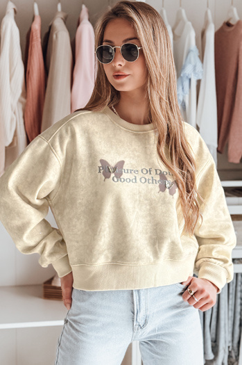 Sweatshirt in Übergröße mit Batikmuster aus Schmetterlingen SPARKI ecru Dstreet BY1404
