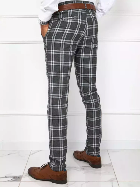 Herren Chinohose Kariert Dunkelgrau Dstreet UX3776