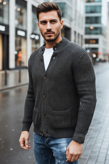 Dunkelgrauer Herren Strickpullover Dstreet WX2345