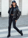 Damen FASHWARM kurze Steppjacke mit Kapuze schwarz Dstreet TY4640