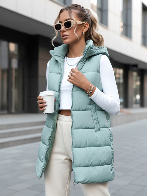 Damen Steppweste mit Kapuze BRITA grün Dstreet TY4511