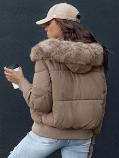 Gesteppte Damen-Winterjacke mit Fell COLDPACK camel Dstreet TY4427_5