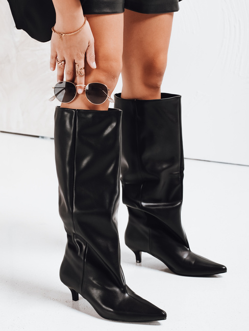 Damenstiefel mit breitem Schaft schwarz Dstreet ZY1169