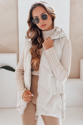 Damen Steppweste mit Kapuze weiß Dstreet TY5108