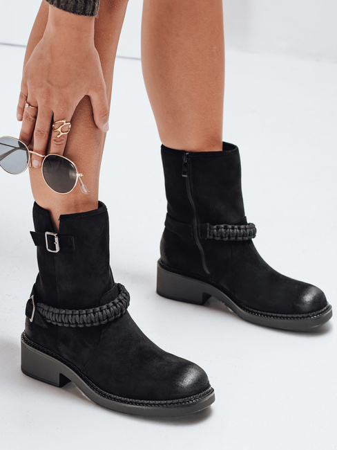 Damen Wildleder Stiefel schwarz Dstreet ZY1032