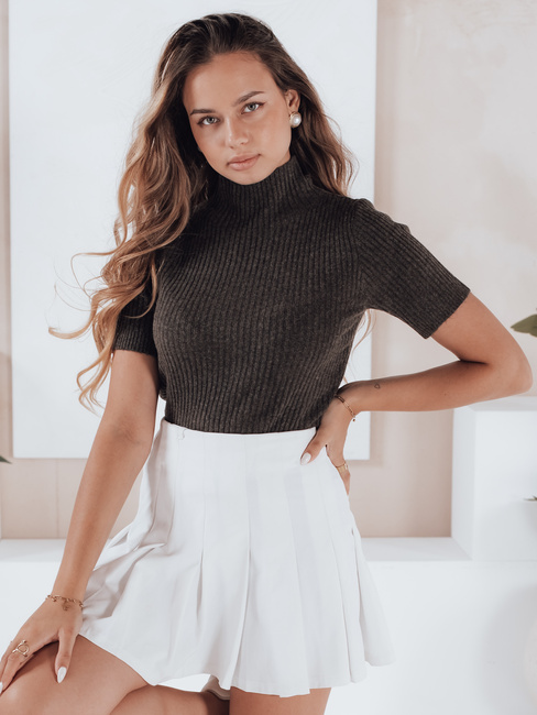 Kurzarm-Pullover mit Rippenstruktur GIRLGLORY braun Dstreet MY2554